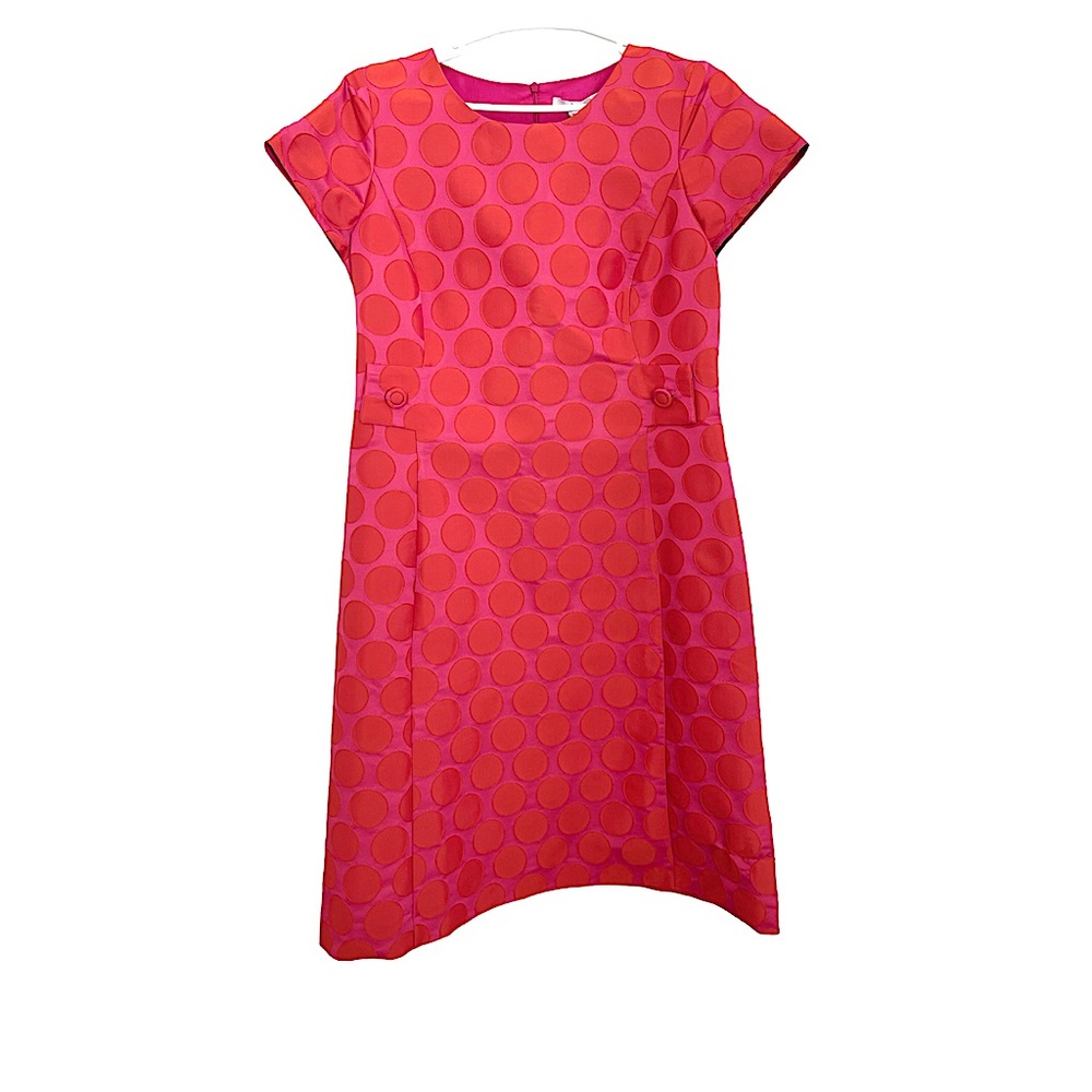 Boden Pink/Red Polka Dot Jacquard Spot A-Line Dress
